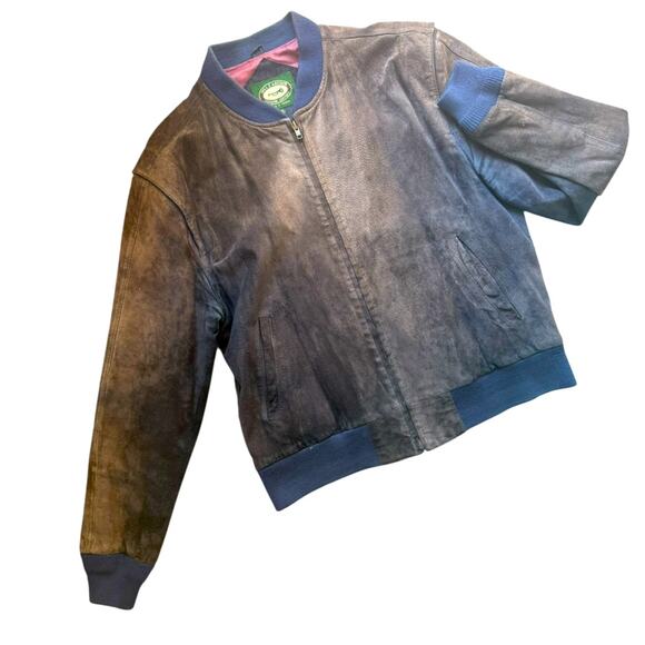 Vtg Suede Multi-Tone Patina Fade Distressed Retro Aviation Bomber Jacket Mens L - Picture 1 of 8